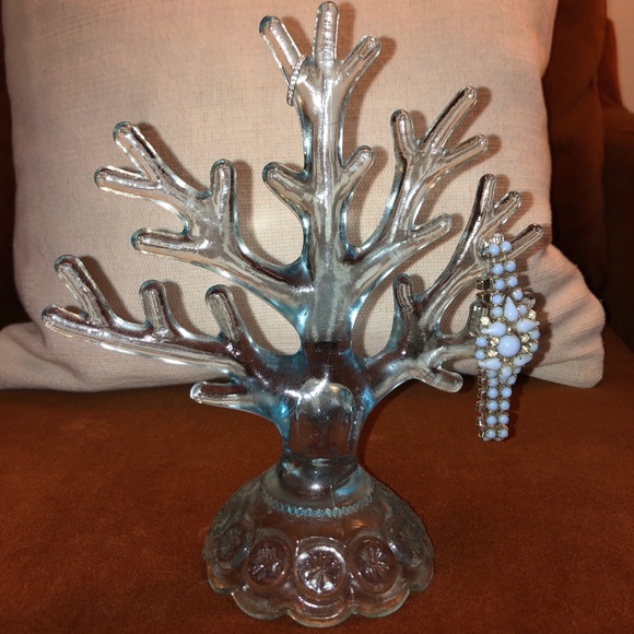 Blue glass Coral Jewelry Holder